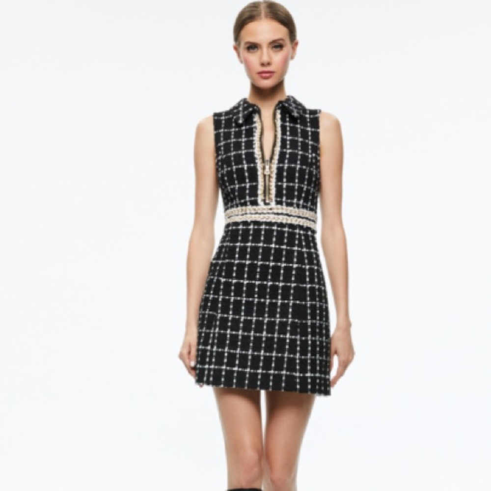 Alice + Olivia Black and White Checkered Mini Dress